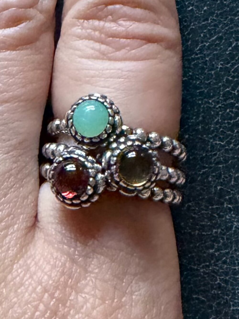 Retired Pandora Sterling Silver Gemstone Stacking Rings Set of 3 Size 6